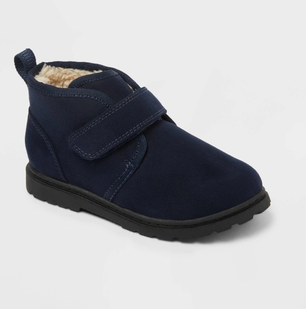 Kids Navy Fleece-Lined Hook & Loop Cat & Jack Boots